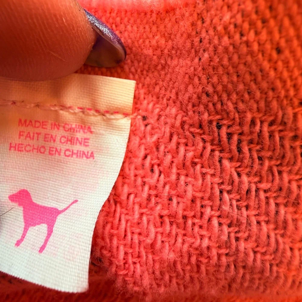 Victoria's Secret PINK Fringed Beach Towel Throw Blanket XL Neon Pink RARE Y2k